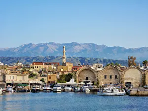 Chania Prints: Venetian Shipyards, City of Chania, Crete, Greek Islands, Greece, Europe
