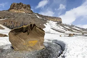 Polar Climate Prints: Ventifacts blown by the wind into the soft tuff material at Brown Bluff, Antarctic Sound
