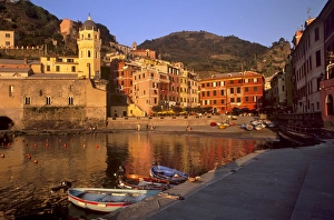 Vernazza harbour at sunset