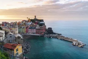 Liguria Prints: Vernazza at sunrise in cinque terre natural park