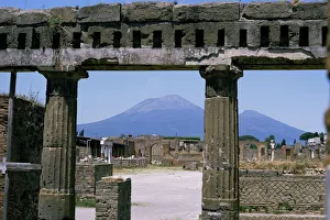 Volcano Prints: Versuvius Volcano seen from Pompeii