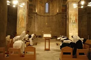 Images Dated 30th September 2007: Vespers at Abu Gosh Benedictine Monastery, Israel, Middle East