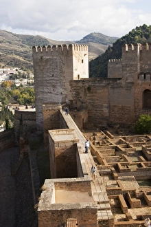 Alcazaba Prints: Vew across the Alcazaba showing the Barrio Castrense to the right