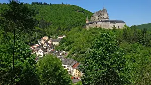 Romanesque Prints: Vianden Castle in the canton of Vianden, Grand Duchy of Luxembourg, Europe