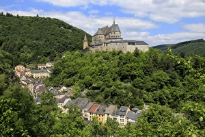 Gothic Style Prints: Vianden Castle above the Town of Vianden on Our River