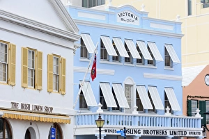 Shutters Prints: Victoria Block on Front Street in Hamilton City, Pembroke Parish, Bermuda, Central America