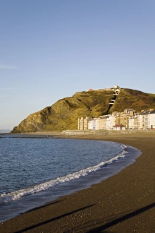Victorian seafront buildings overlooking empty beach