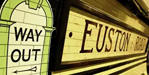 Sign Prints: Victorian signage points the way out of Camden Town station on the Northern Line of the London Underground
