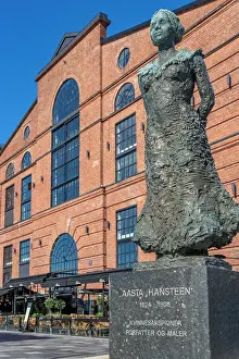 Public Space Prints: View of Aasta Hansteen statue and waterfront architecture in background