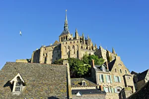 Spires Prints: View of the abbey from the ramparts of Mont-Saint-Michel
