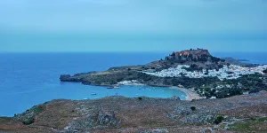 Household Prints: View towards the Acropolis of Lindos at dusk