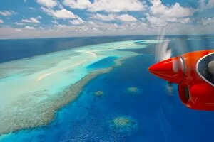 View from aeroplane, Male Atoll, Maldives, Indian Ocean, Asia