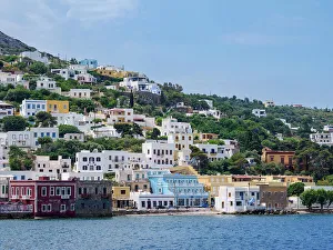 Agia Marina Prints: View towards the Agia Marina Town, Leros Island, Dodecanese, Greek Islands, Greece, Europe