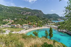 Outdoor Exploration Prints: View of Agios Spiridon Beach from Monastery of Paleokastritsa in Palaiokastritsa