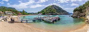 Azure Waters Prints: View of Agios Spiridon Beach in Palaiokastritsa