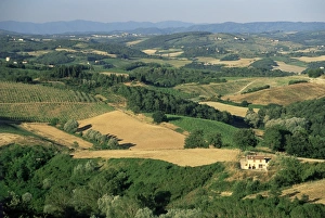 San Gimignano Prints: View across agricultural landscape