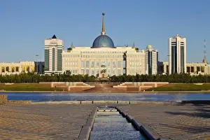 Astana Prints: View of The Ak Orda Presidential Palace of President Nursultan Nazarbayev reflecting in Ishim River