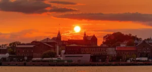 Famous Sites Prints: View of the Akershus Fortress and city skyline at sunset