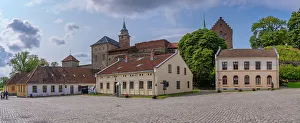 Sightseeing Tours Prints: View of the Akershus Fortress from inside the walls on a sunny day