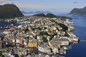 Alesund Prints: View from Aksla hill over Alesund and surrounding waters