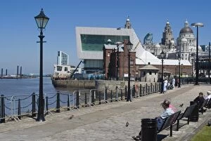 Images Dated 24th June 2009: View from Albert Dock, towards the new Museum of Liverpool and the Three Graces