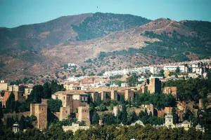 Fountains Prints: View of the Alcazaba in Malaga from a hill