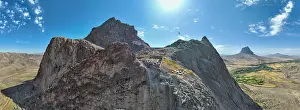 Regional Prints: View of Alinja castle perched on a mountain in Nakhchivan