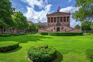 Lawns Prints: View of Alte Nationalgalerie and Kolonnadenhof