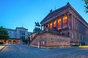 Art Gallery Prints: View of Alte Nationalgalerie and Kolonnadenhof at dusk