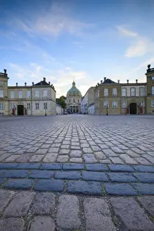 Royal Residence Prints: View of Amalienborg Palace towards Marble Church from Palace Square, Copenhagen, Denmark