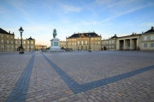 Royal Residence Prints: View of Amalienborg Palace towards the statue of Frederick V, from Palace Square