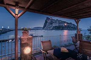 Heritage Site Prints: View of Aragonese Castle at dusk
