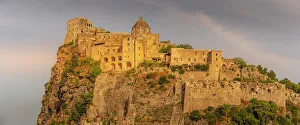 Famous Landmarks Prints: View of Aragonese Castle at sunset