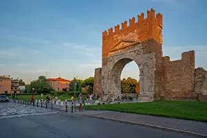 Rimini Prints: View of Arch of Augustus (Arco d'Augusto) at sunset