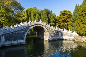 Beijing Prints: View of arched bridge on Kunming Lake at Yihe Yuan, The Summer Palace, UNESCO World