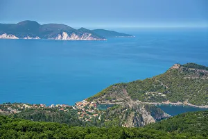 Ionian Islands Prints: View of Assos, coastline, sea and hills