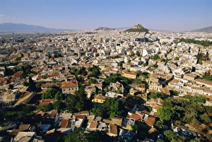 Athen Prints: View across Athens from Plaka towards Lykavittos Hill