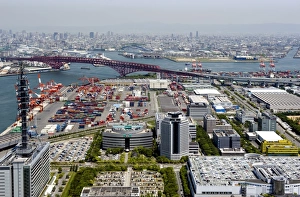 View from atop the World Trade Center of Osaka port built on reclaimed land in Osaka Bay View from atop the World Trade Center of Osaka port built on reclaimed land in Osaka Bay
