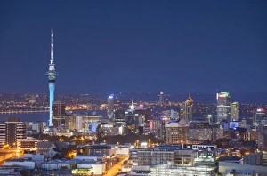 Auckland Prints: View of Auckland at dusk, Auckland, North Island, New Zealand, Pacific