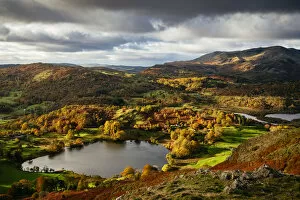 Moody Sky Gallery: View on Autumn dawn from Loughrigg Fell, Lake District, Cumbria, England, United Kingdom