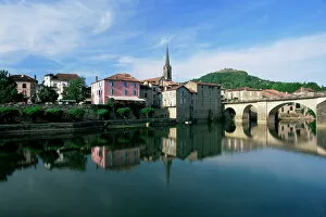 Images Dated 30th July 2008: View across the Aveyron River, St. Antonin-Noble-Val, Tarn-et-Garonne, Midi-Pyrenees