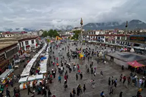 View over the Barkhor, a public square located around Jokhang Temple in Lhasa