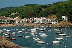 Costa Brava Prints: View across bay to village and beach