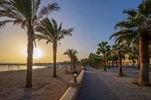 Old Towns Prints: View of beach and Corniche in Sahl Hasheesh Old Town