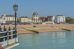 Street Light Prints: View of beach front houses and Worthing Beach from the pier, Worthing, West Sussex
