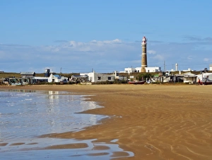 Uruguay Prints: View over the beach towards the lighthouse, Cabo Polonio, Rocha Department, Uruguay