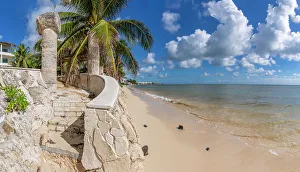 Yucatan Peninsula Prints: View of beach near Puerto Morelos