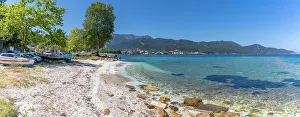 Thassos Town Prints: View of beach and sea in Thassos Town, Thassos, Aegean Sea, Greek Islands, Greece, Europe