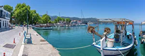 Blue Water Prints: View of beach and sea in Thassos Town, Thassos, Aegean Sea, Greek Islands, Greece, Europe