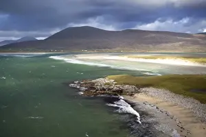 North Harris Prints: View across the beach at Seilebost towards Luskentyre and the hills of North Harris